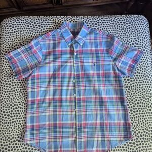 Ralph Lauren Men's Plaid Shirt - Blue, Pink, Green